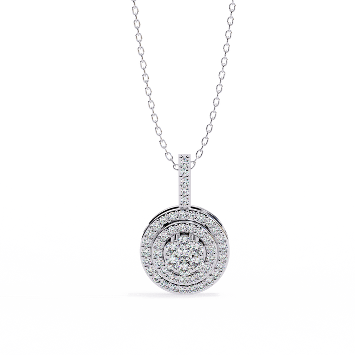 lab grown diamond | moissanite Jewellery Lucero Halo Lab Grown Diamond OR Moissanite Pendant White Gold 14K by Rabbito Jewels