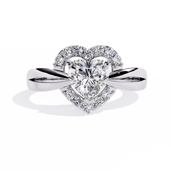 lab grown diamond | moissanite Jewellery Berafia Heart Lab Grown Diamond OR Moissanite Ring White Gold 14K by Rabbito Jewels