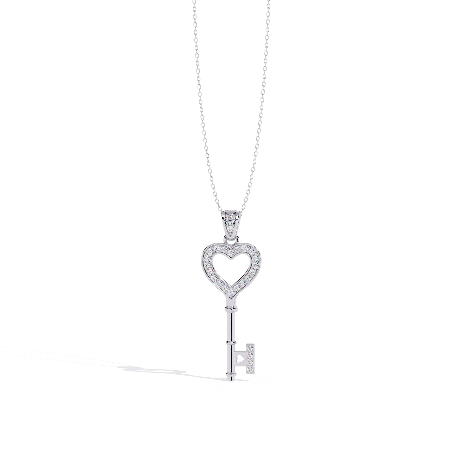 lab grown diamond | moissanite Jewellery Heart Key Lab Grown Diamond OR Moissanite Pendant Silver by Rabbito Jewels