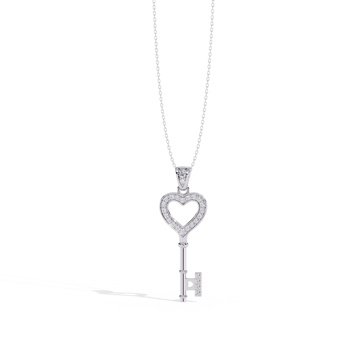 lab grown diamond | moissanite Jewellery Heart Key Lab Grown Diamond OR Moissanite Pendant Silver by Rabbito Jewels
