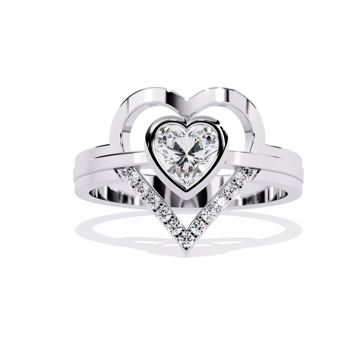 lab grown diamond | moissanite Jewellery Tamaki Heart Cut Lab Grown Diamond OR Moissanite Ring White Gold 14K by Rabbito Jewels