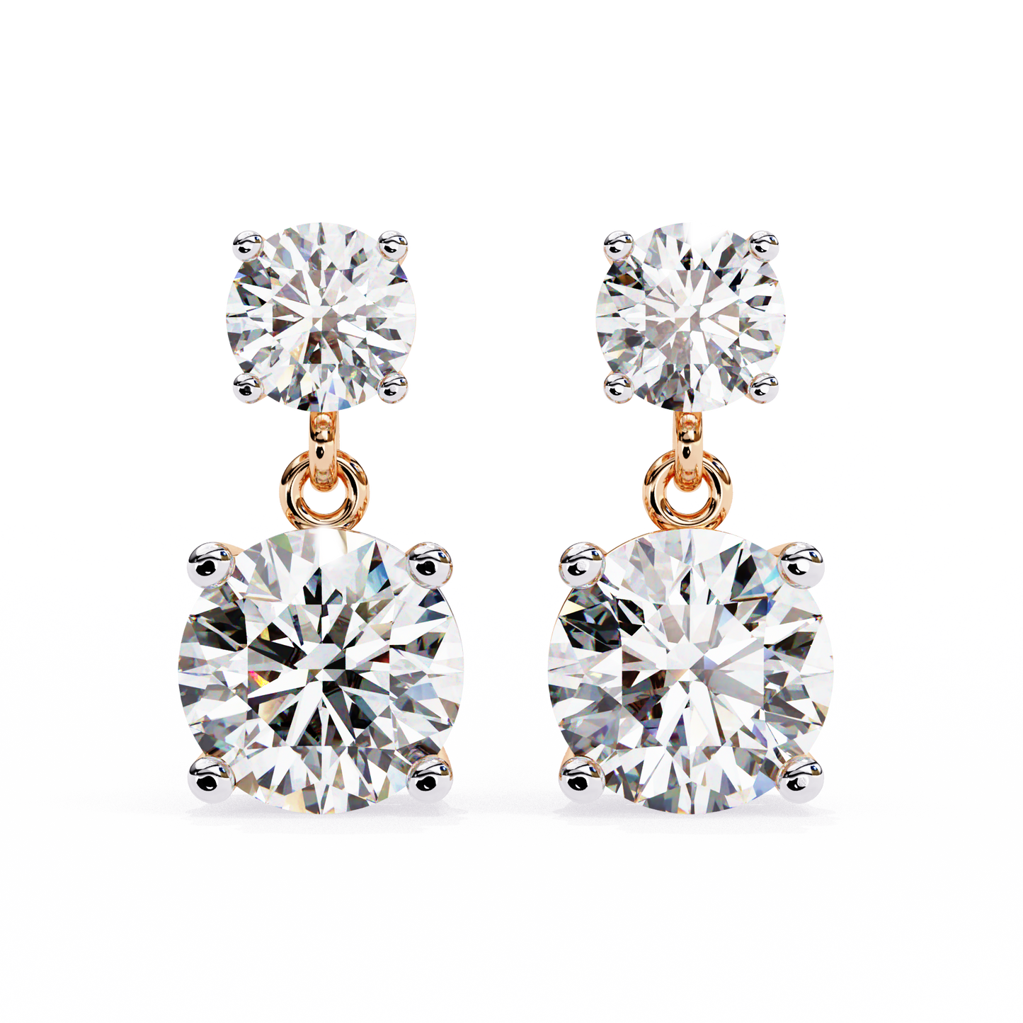 lab grown diamond | moissanite Jewellery Coconut Light Lab Grown OR Moissanite Earrings Rose Gold 14K by Rabbito Jewels