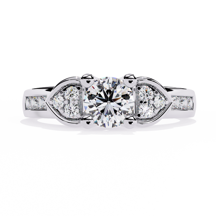 lab grown diamond | moissanite Jewellery Meraki Dual Heart Lab Grown Diamond OR Moissanite Ring White Gold 14K by Rabbito Jewels