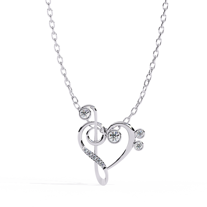 lab grown diamond | moissanite Jewellery Wavy Music Lab Grown Diamond OR Moissanite Pendant White Gold 14K by Rabbito Jewels