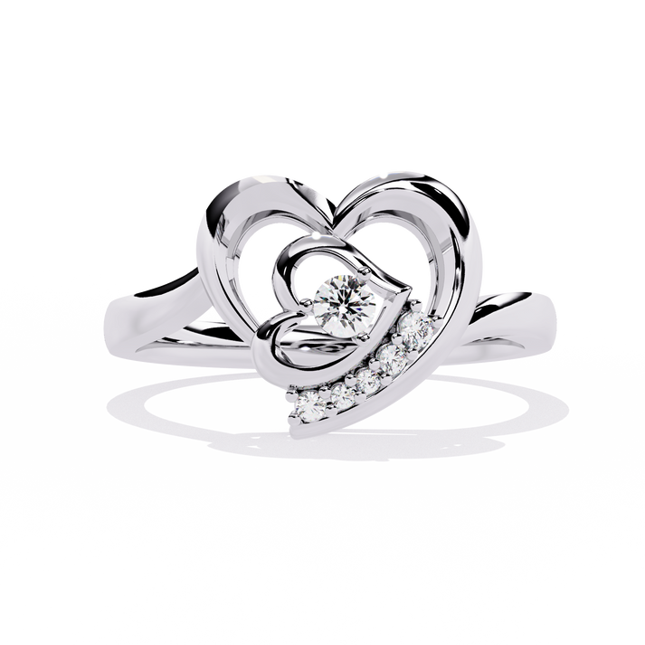 lab grown diamond | moissanite Jewellery Lovers Heart Lab Grown Diamond OR Moissanite Ring White Gold 18K by Rabbito Jewels
