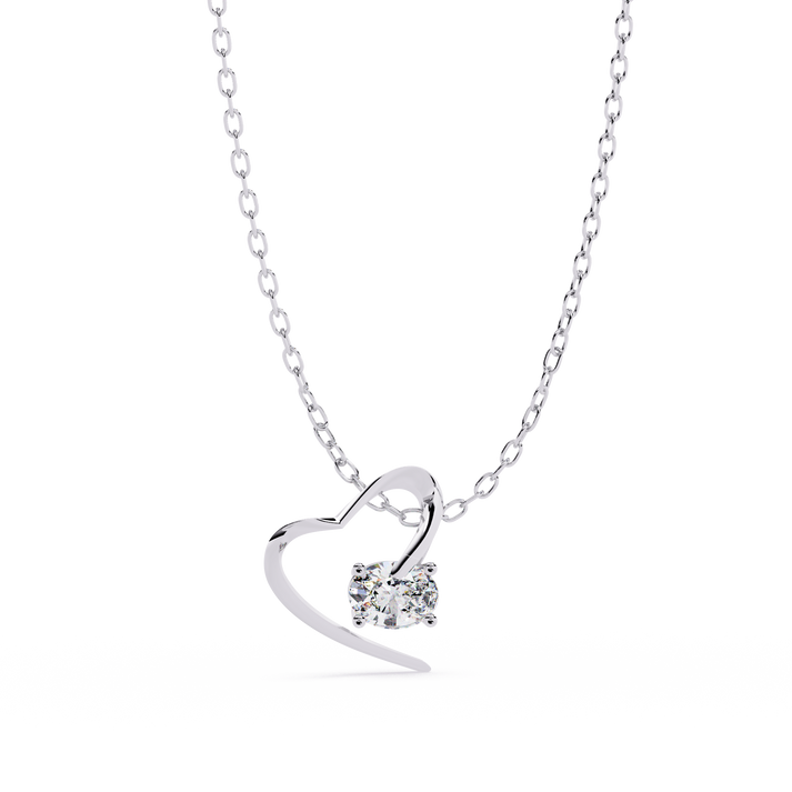 lab grown diamond | moissanite Jewellery Oval Heart Lab Grown Diamond OR Moissanite Pendant Silver by Rabbito Jewels