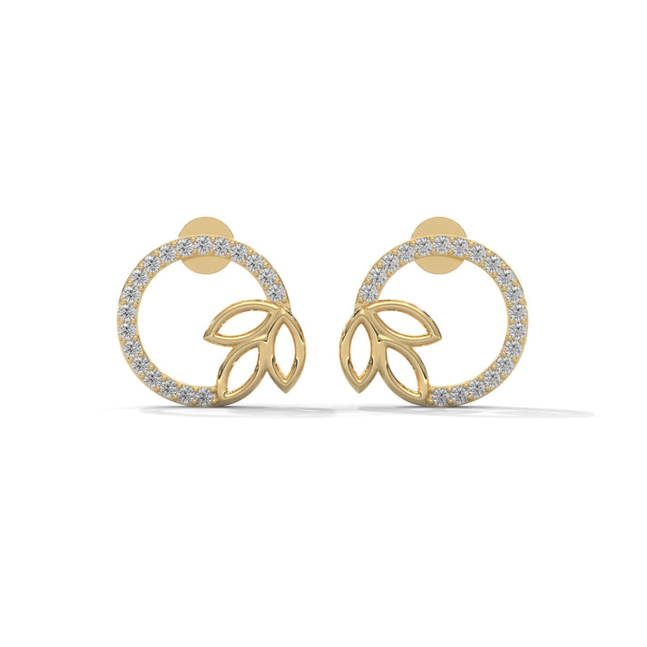 lab grown diamond | moissanite Jewellery Petal Stud Lab Grown Diamond OR Moissanite Earrings Yellow Gold 18K by Rabbito Jewels
