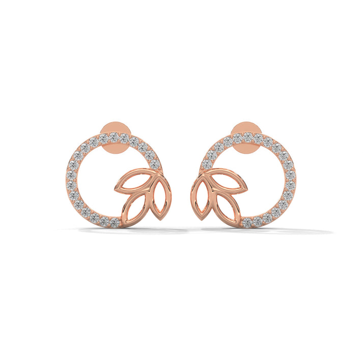 lab grown diamond | moissanite Jewellery Petal Stud Lab Grown Diamond OR Moissanite Earrings Rose Gold 18K by Rabbito Jewels