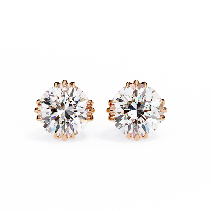 lab grown diamond | moissanite Jewellery Aurora’s Kiss Lab Grown OR Moissanite Earrings Rose Gold 14K by Rabbito Jewels