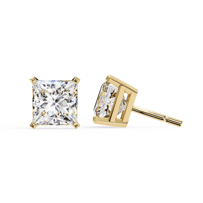 lab grown diamond | moissanite Jewellery Moonlit Mirage Lab Grown OR Moissanite Princess Stud Earrings by Rabbito Jewels