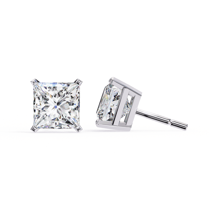 lab grown diamond | moissanite Jewellery Moonlit Mirage Lab Grown OR Moissanite Princess Stud Earrings by Rabbito Jewels