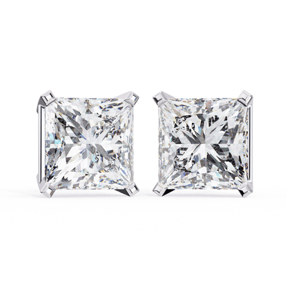 lab grown diamond | moissanite Jewellery Moonlit Mirage Lab Grown OR Moissanite Princess Stud Earrings White Gold 14K by Rabbito Jewels