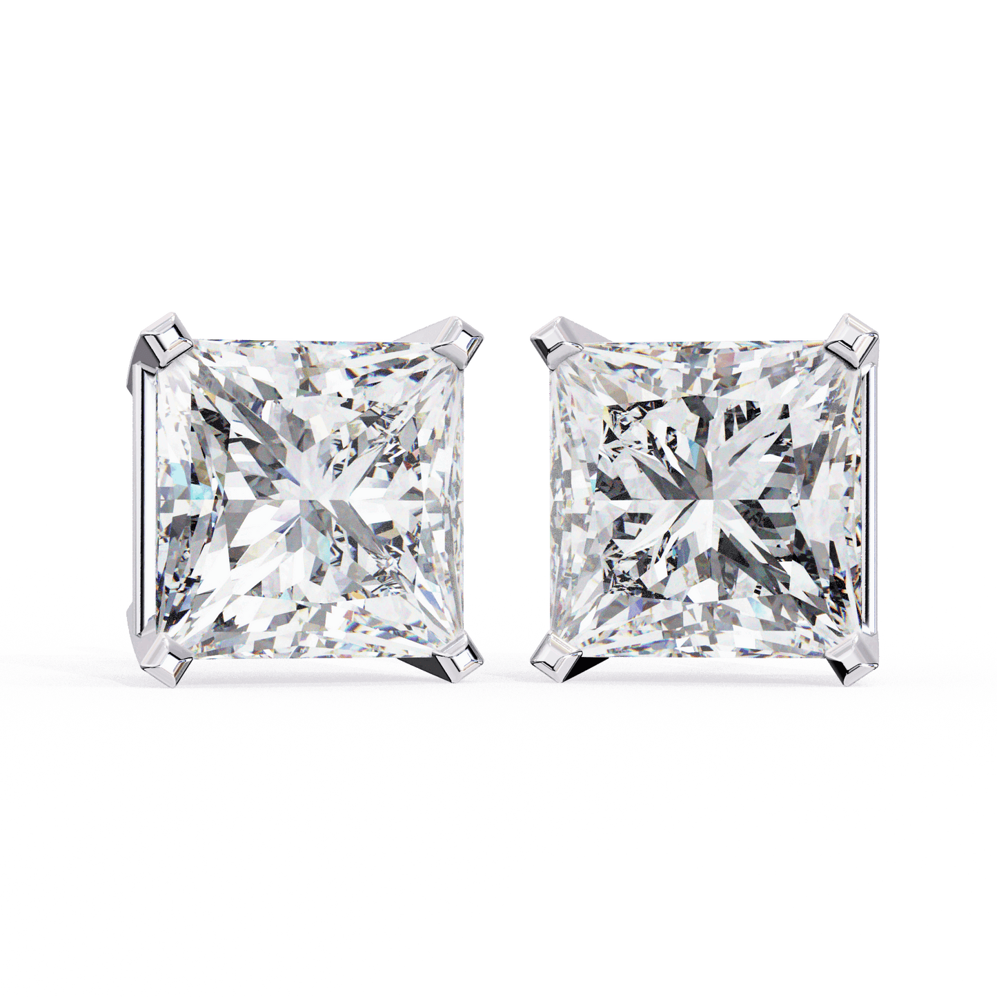 lab grown diamond | moissanite Jewellery Moonlit Mirage Lab Grown OR Moissanite Princess Stud Earrings White Gold 18K by Rabbito Jewels