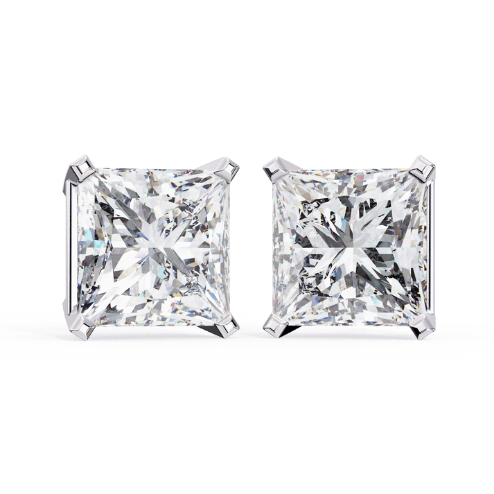 lab grown diamond | moissanite Jewellery Moonlit Mirage Lab Grown OR Moissanite Princess Stud Earrings White Gold 18K by Rabbito Jewels