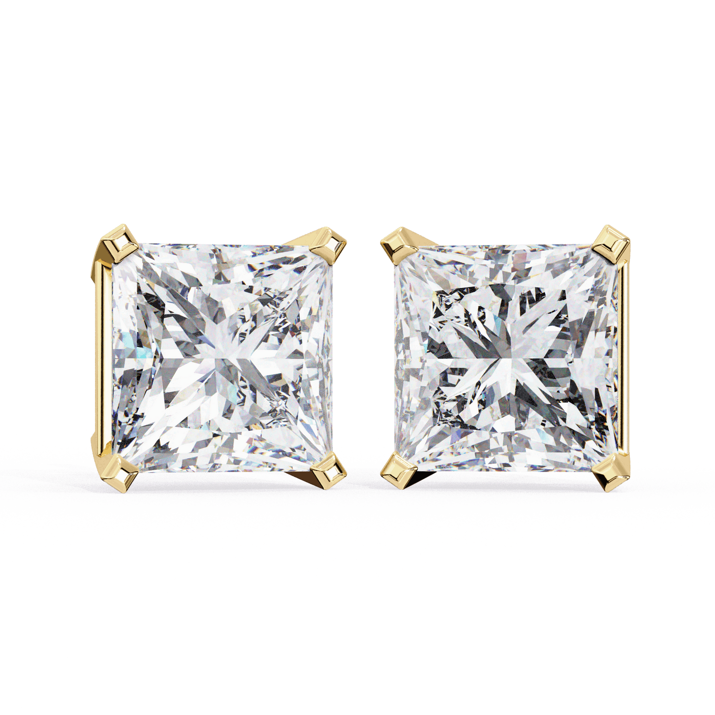 lab grown diamond | moissanite Jewellery Moonlit Mirage Lab Grown OR Moissanite Princess Stud Earrings Yellow Gold 18K by Rabbito Jewels