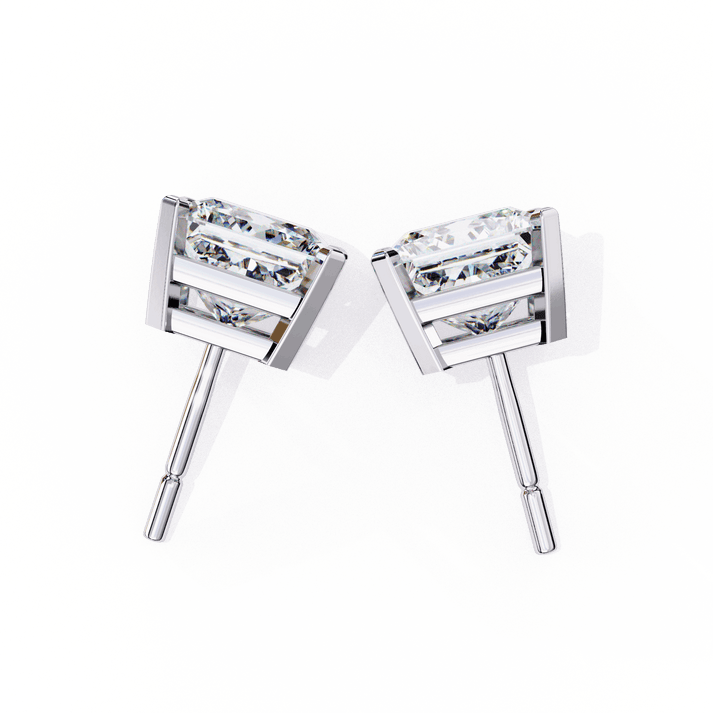 lab grown diamond | moissanite Jewellery Moonlit Mirage Lab Grown OR Moissanite Princess Stud Earrings by Rabbito Jewels