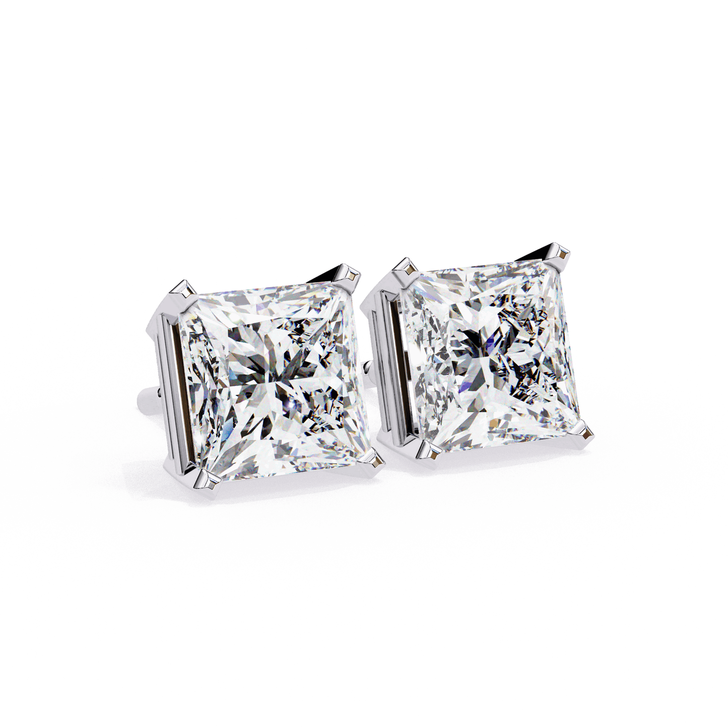 lab grown diamond | moissanite Jewellery Moonlit Mirage Lab Grown OR Moissanite Princess Stud Earrings by Rabbito Jewels