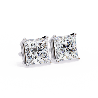 lab grown diamond | moissanite Jewellery Moonlit Mirage Lab Grown OR Moissanite Princess Stud Earrings by Rabbito Jewels