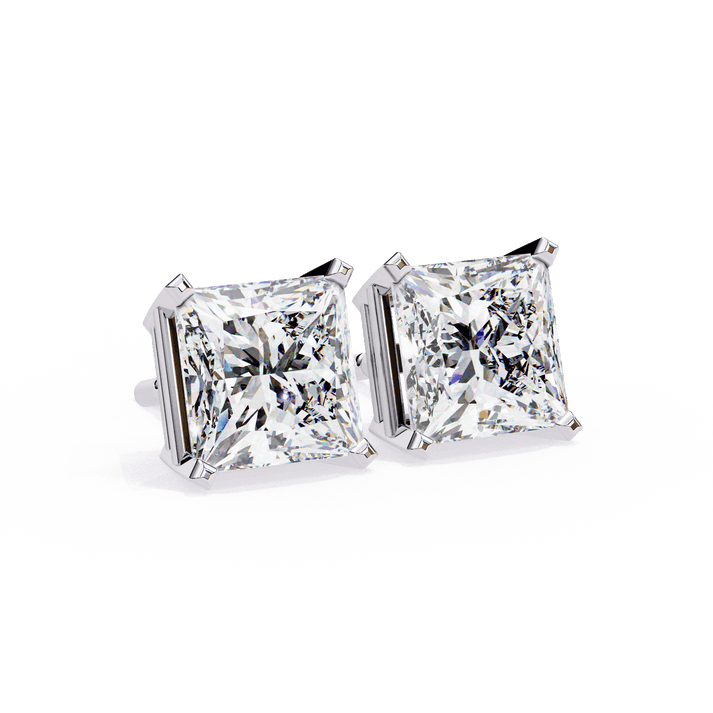 lab grown diamond | moissanite Jewellery Moonlit Mirage Lab Grown OR Moissanite Princess Stud Earrings by Rabbito Jewels