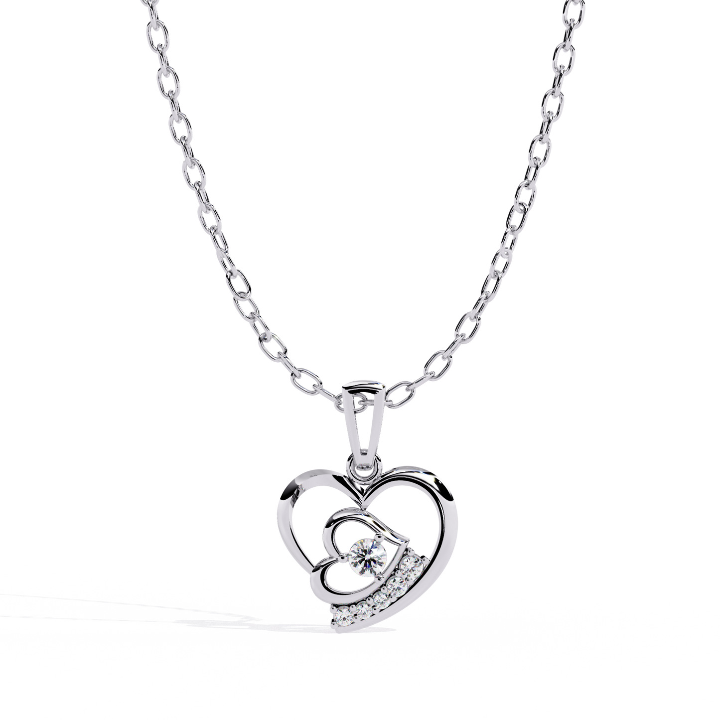 lab grown diamond | moissanite Jewellery Lover Heart Lab Grown Diamond OR Moissanite Pendant Silver by Rabbito Jewels