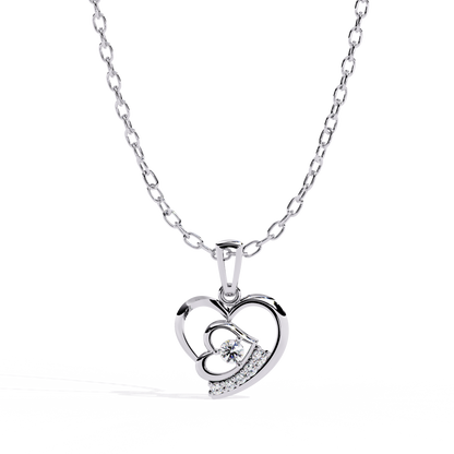 lab grown diamond | moissanite Jewellery Lover Heart Lab Grown Diamond OR Moissanite Pendant Silver by Rabbito Jewels