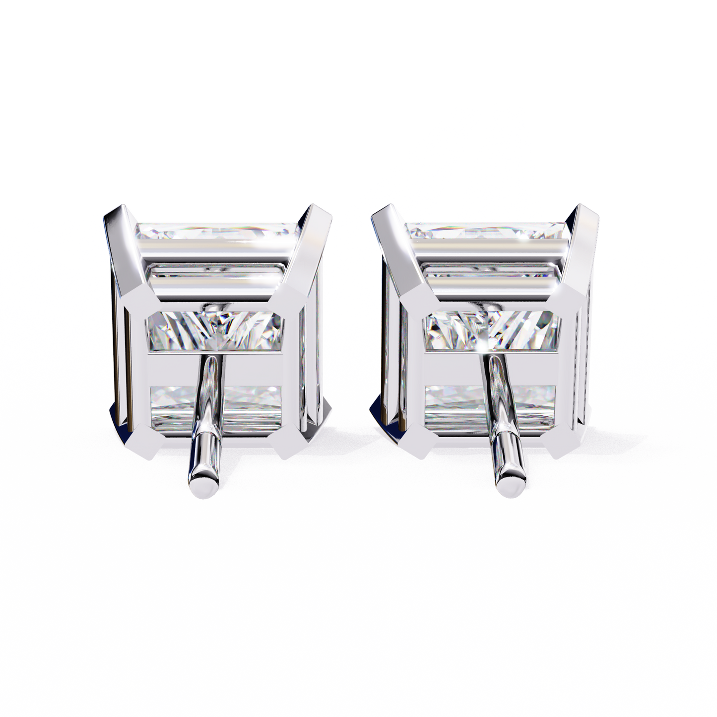 lab grown diamond | moissanite Jewellery Moonlit Mirage Lab Grown OR Moissanite Princess Stud Earrings by Rabbito Jewels