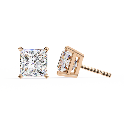 lab grown diamond | moissanite Jewellery Moonlit Mirage Lab Grown OR Moissanite Princess Stud Earrings by Rabbito Jewels