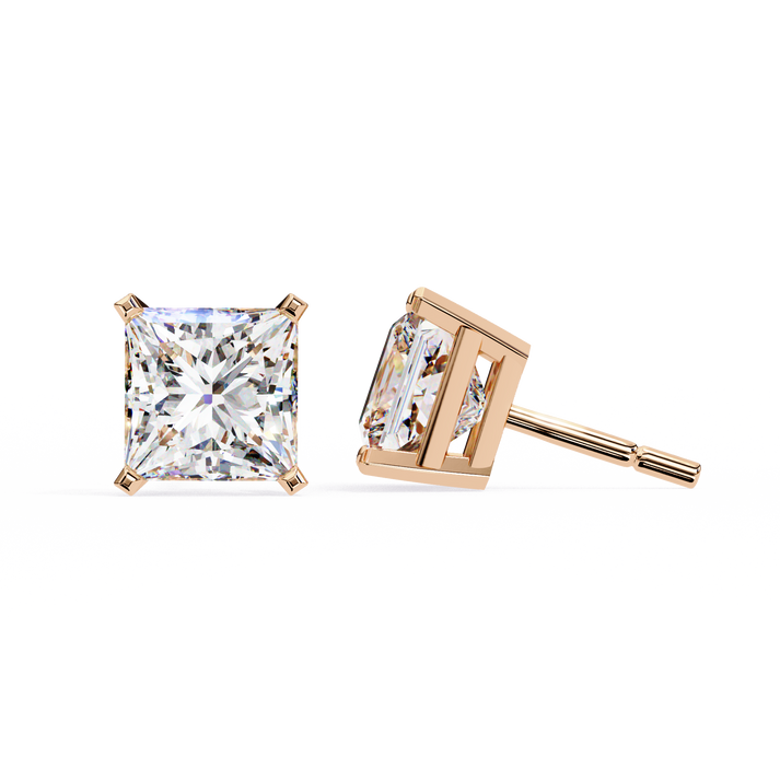 lab grown diamond | moissanite Jewellery Moonlit Mirage Lab Grown OR Moissanite Princess Stud Earrings by Rabbito Jewels