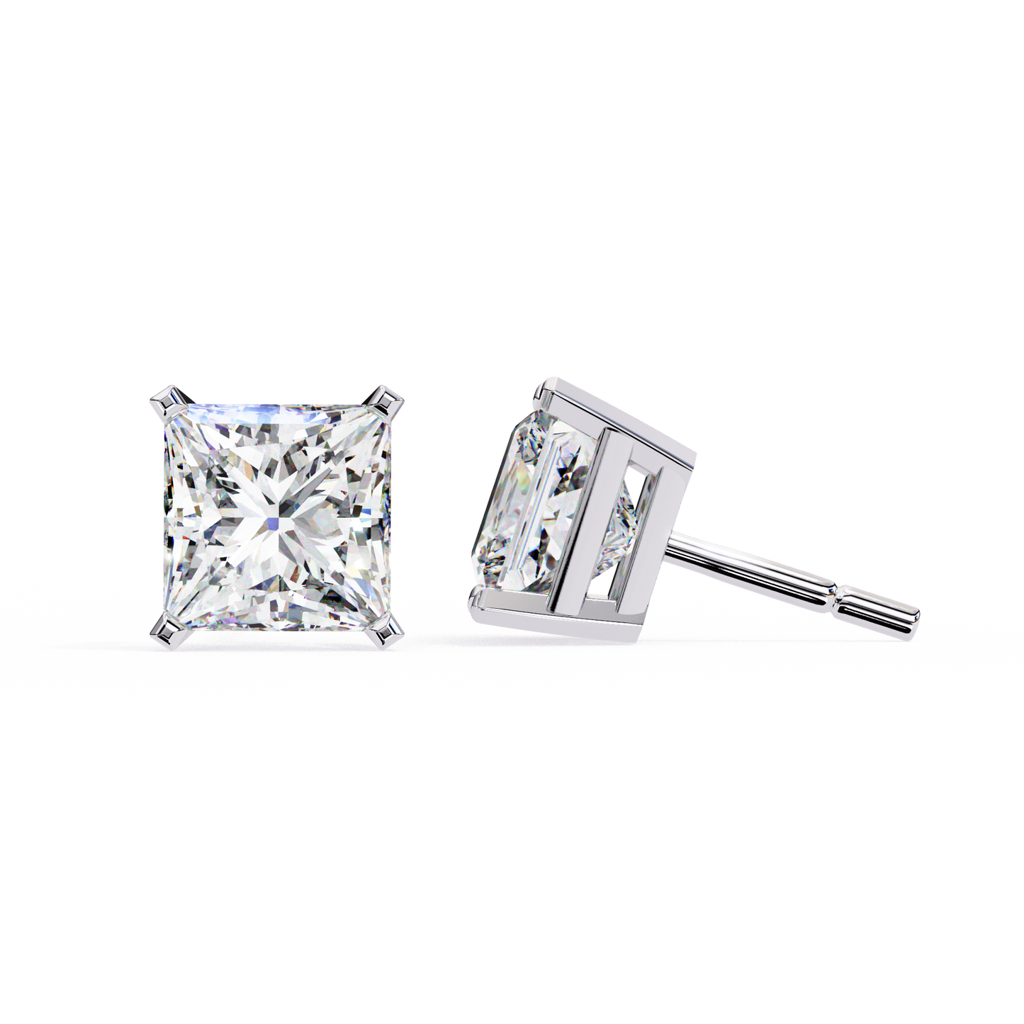 lab grown diamond | moissanite Jewellery Moonlit Mirage Lab Grown OR Moissanite Princess Stud Earrings by Rabbito Jewels