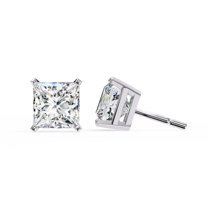 lab grown diamond | moissanite Jewellery Moonlit Mirage Lab Grown OR Moissanite Princess Stud Earrings by Rabbito Jewels