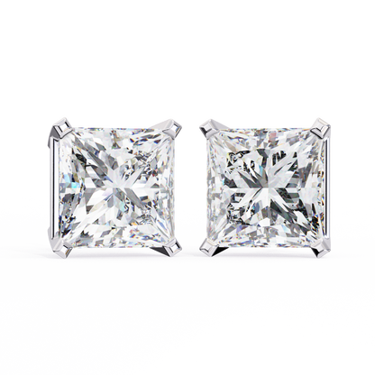 lab grown diamond | moissanite Jewellery Moonlit Mirage Lab Grown OR Moissanite Princess Stud Earrings Silver by Rabbito Jewels