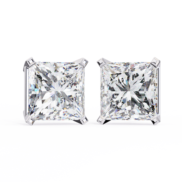 lab grown diamond | moissanite Jewellery Moonlit Mirage Lab Grown OR Moissanite Princess Stud Earrings Silver by Rabbito Jewels