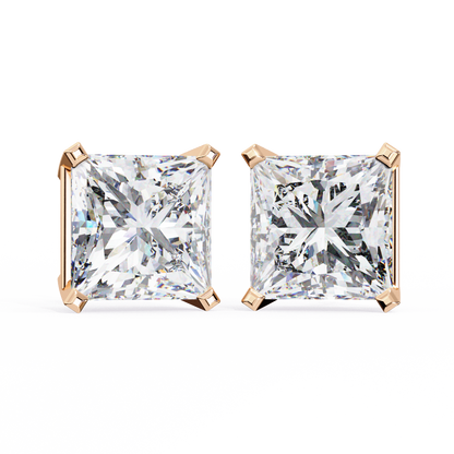 lab grown diamond | moissanite Jewellery Moonlit Mirage Lab Grown OR Moissanite Princess Stud Earrings Rose Gold 14K by Rabbito Jewels