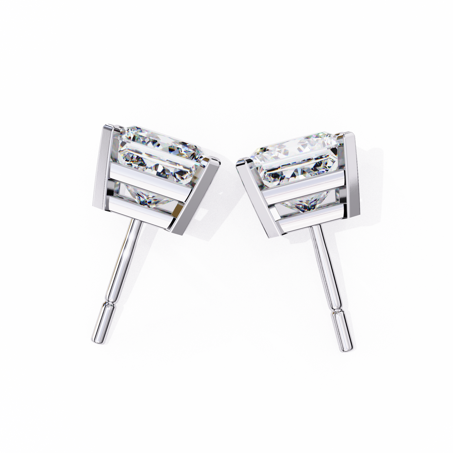 lab grown diamond | moissanite Jewellery Moonlit Mirage Lab Grown OR Moissanite Princess Stud Earrings by Rabbito Jewels