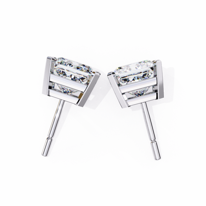 lab grown diamond | moissanite Jewellery Moonlit Mirage Lab Grown OR Moissanite Princess Stud Earrings by Rabbito Jewels