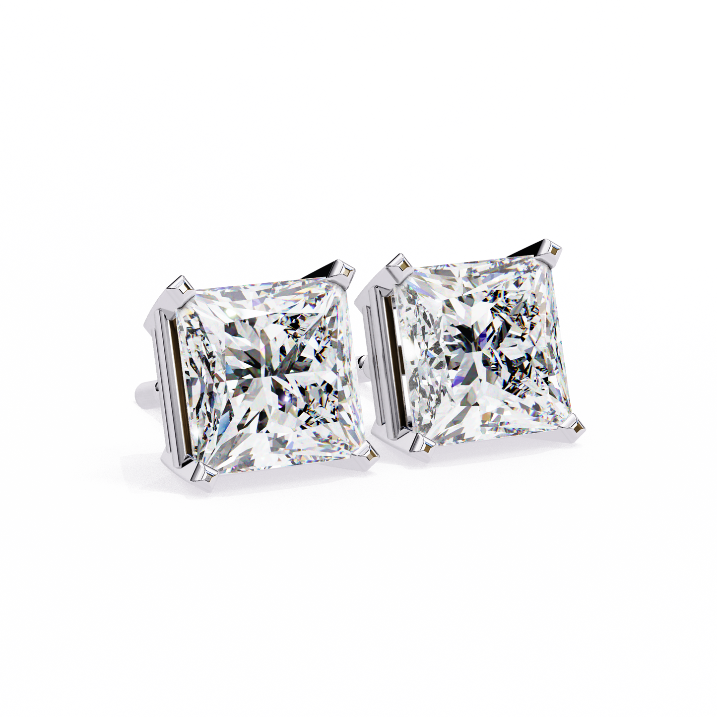 lab grown diamond | moissanite Jewellery Moonlit Mirage Lab Grown OR Moissanite Princess Stud Earrings by Rabbito Jewels