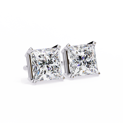 lab grown diamond | moissanite Jewellery Moonlit Mirage Lab Grown OR Moissanite Princess Stud Earrings by Rabbito Jewels