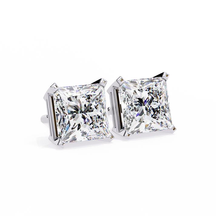 lab grown diamond | moissanite Jewellery Moonlit Mirage Lab Grown OR Moissanite Princess Stud Earrings by Rabbito Jewels