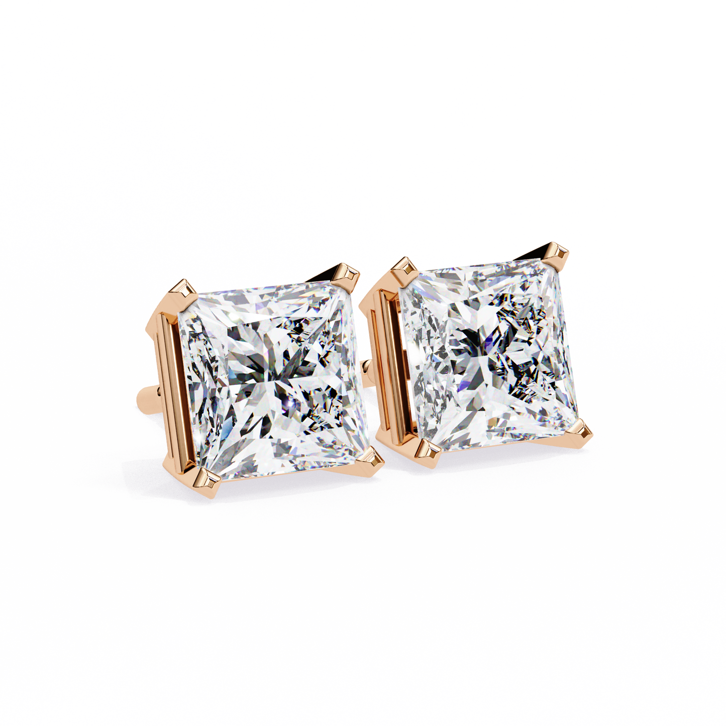 lab grown diamond | moissanite Jewellery Moonlit Mirage Lab Grown OR Moissanite Princess Stud Earrings by Rabbito Jewels