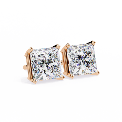 lab grown diamond | moissanite Jewellery Moonlit Mirage Lab Grown OR Moissanite Princess Stud Earrings by Rabbito Jewels