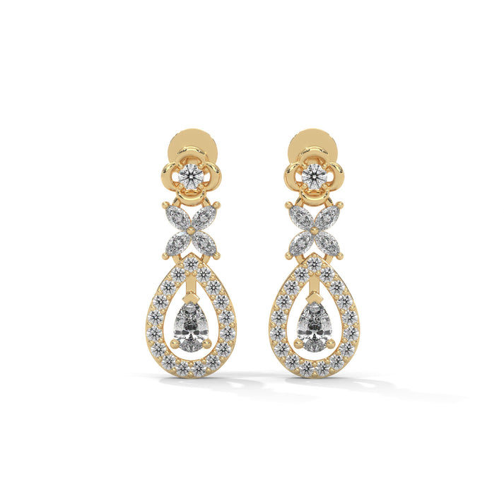 lab grown diamond | moissanite Jewellery Victorian Rose Cut Lab Grown Diamond OR Moissanite Earrings Yellow Gold 14K by Rabbito Jewels
