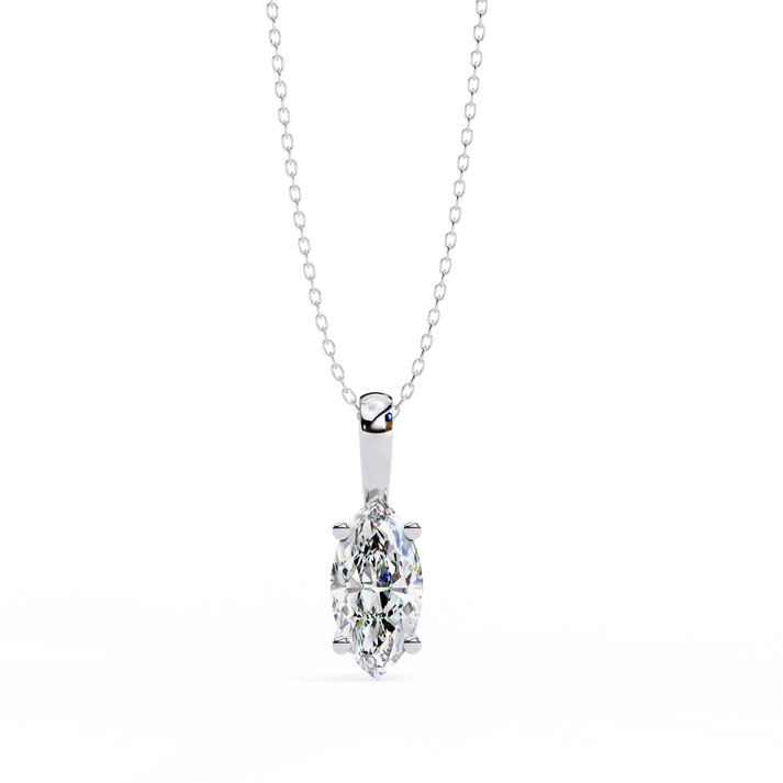 lab grown diamond | moissanite Jewellery 0.93CT Marquise Lab Grown Diamond OR Moissanite Pendant White Gold 18K by Rabbito Jewels