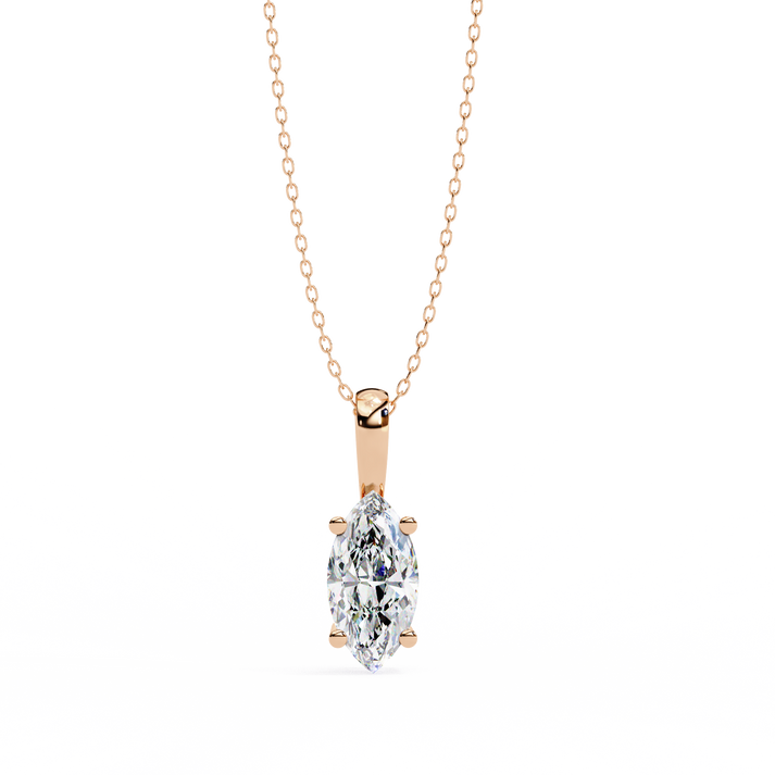 lab grown diamond | moissanite Jewellery 0.93CT Marquise Lab Grown Diamond OR Moissanite Pendant Rose Gold 14K by Rabbito Jewels