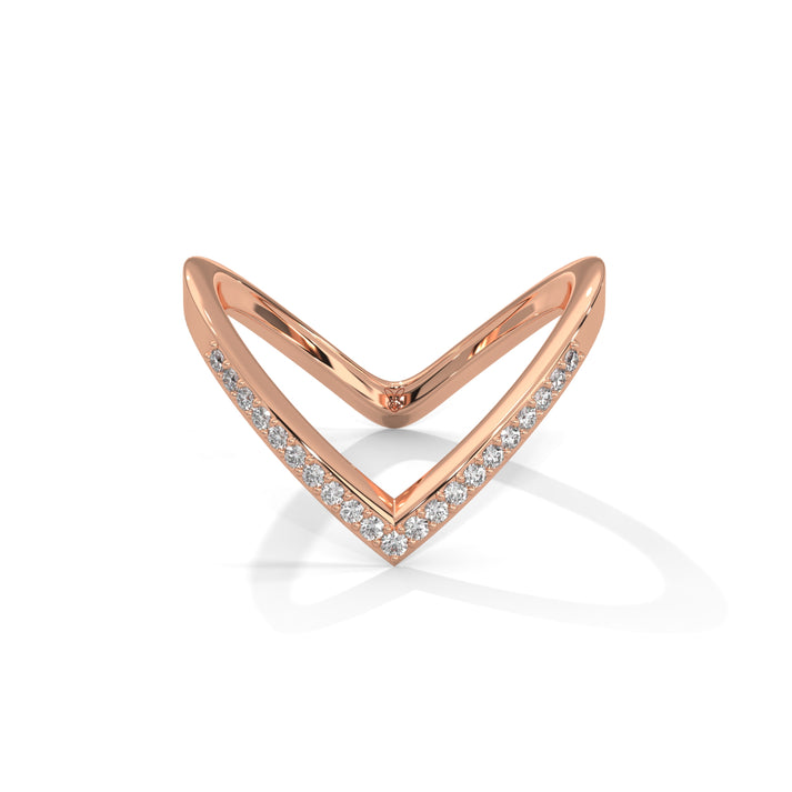 lab grown diamond | moissanite Jewellery V Lab Grown Diamond OR Moissanite Ring Rose Gold 14K by Rabbito Jewels