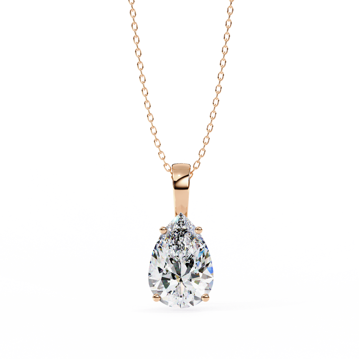 lab grown diamond | moissanite Jewellery Ivy Pear 0.83CT Lab Grown Diamond OR Moissanite Pendant Rose Gold 14K by Rabbito Jewels