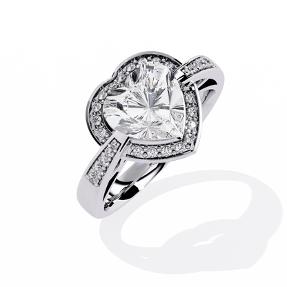 lab grown diamond | moissanite Jewellery Dual Toned Heart Halo Lab Grown Diamond OR Moissanite Ring by Rabbito Jewels
