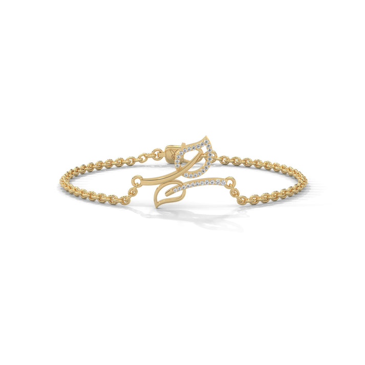lab grown diamond | moissanite Jewellery Twining Leaves Lab Grown Diamond OR Moissanite Bracelet Yellow Gold 18K by Rabbito Jewels