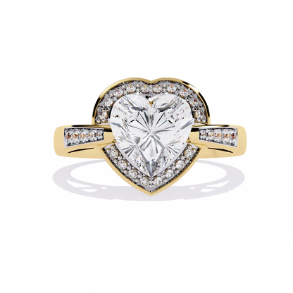 lab grown diamond | moissanite Jewellery Dual Toned Heart Halo Lab Grown Diamond OR Moissanite Ring Yellow Gold 14K by Rabbito Jewels