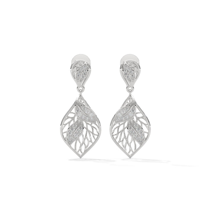 lab grown diamond | moissanite Jewellery Tone Leaf Drop Lab Grown Diamond OR Moissanite Earrings White Gold 18K by Rabbito Jewels