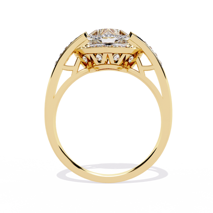 lab grown diamond | moissanite Jewellery Dual Toned Heart Halo Lab Grown Diamond OR Moissanite Ring by Rabbito Jewels